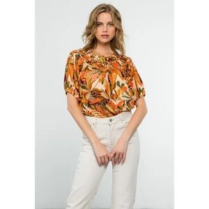 THML Multicolor Tropical Plant Print Women's Top Size M